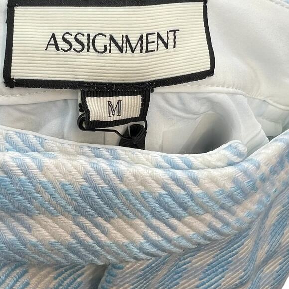 Revolve Assignment Chloe Trouser Pants Gingham Print Blue White Size Medium - Picture 11 of 13